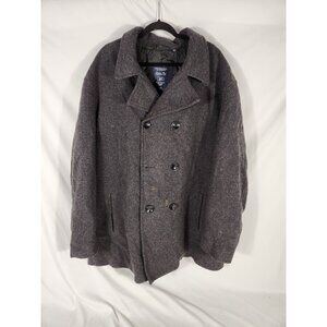 Roundtree & York Mens Wool Double Breasted Pea Coat Dk Gray Modern 3XT